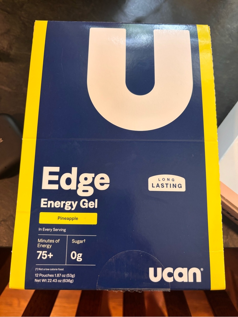 UCAN Edge Pineapple Energy Gel - Yellow & Navy Packaging
